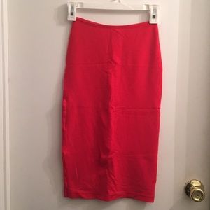 Bright red tight midi skirt from American Apparel